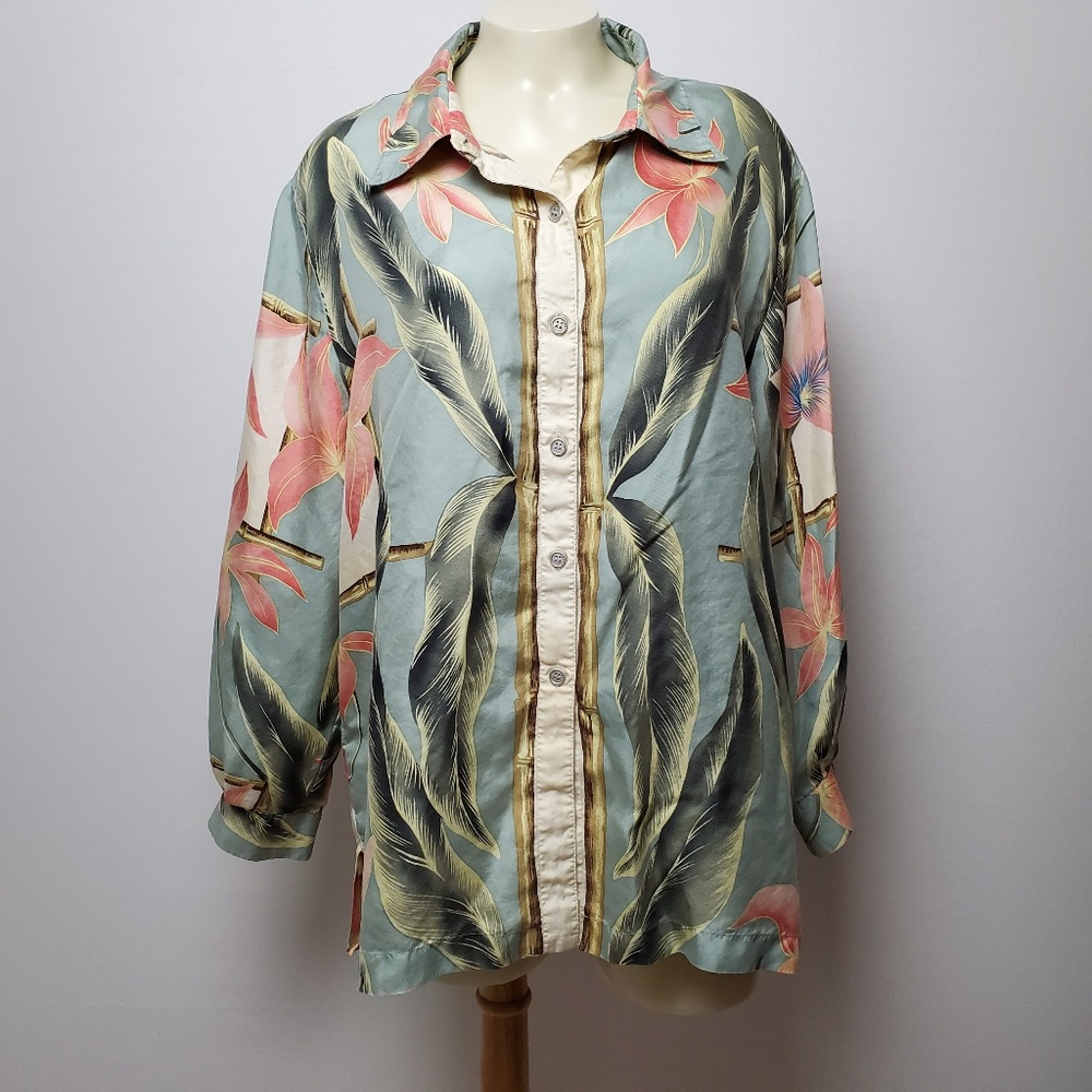 DONCASTER FLORAL SILK SHIRT SIZE 16